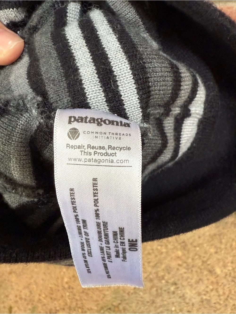 Patagonia Kids Black & Gray Striped Beanie